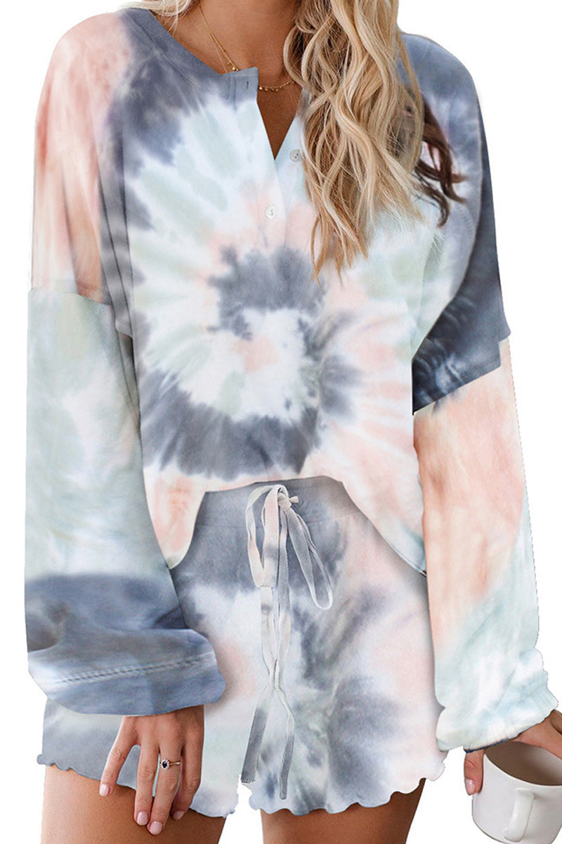 Tie Dye Ruched Two Pieces Sets