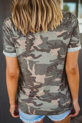 Camo Short Sleeve Casual Basic Shirt