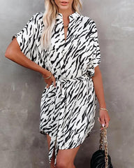 Zebra Print Shirt Dress