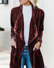 Velvet Long Cardigan Fashion Coat