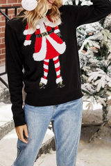 Christmas Embroidery Round Neck Sweater