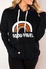 Rainbow Pattern Hood Casual Sweatshirt