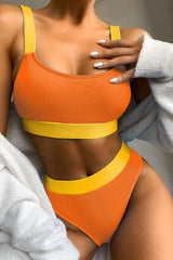 Color Patchwork Two Pieces Swimsuit