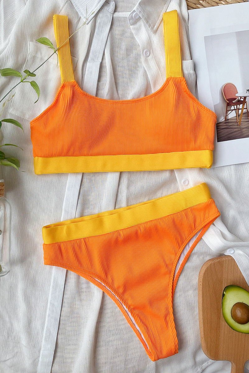 Color Patchwork Two Pieces Swimsuit