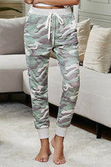 Camouflage Print Drawstring Waist Pants