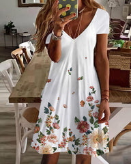 Sexy V-Neck Loose Print Dress