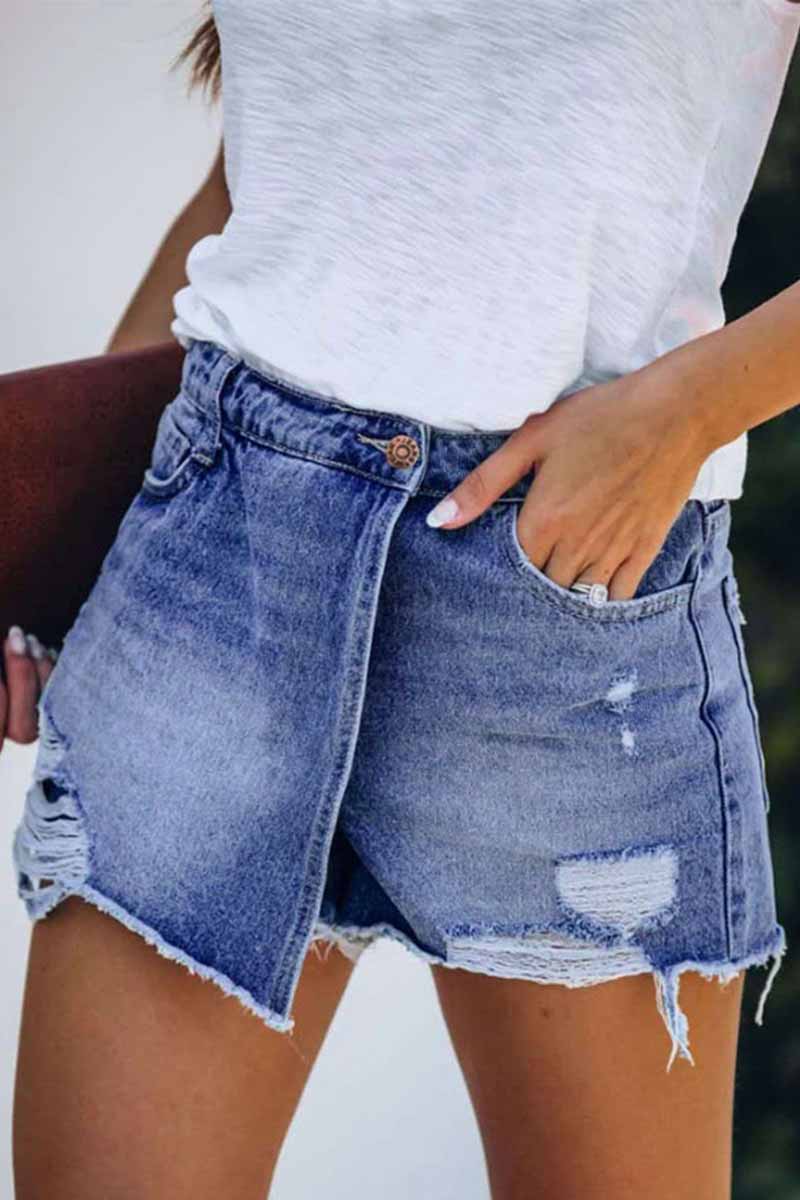 Ripped & Repaired Denim Shorts