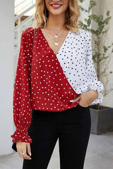 Polka Dot V- Neck Shirt