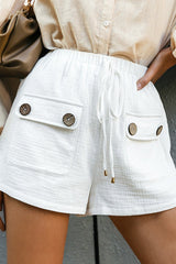 Pockets Drawstring Waist Casual Shorts