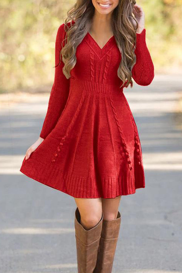 Fashion Solid Color Sweater Dress