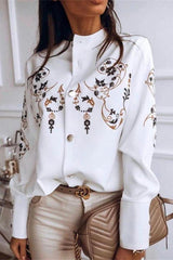 Printed Long Sleeve Casual Blouse