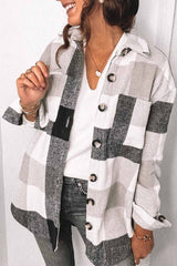 Fashion Lapel Loose Plaid Jacket Tops(3 Colors)