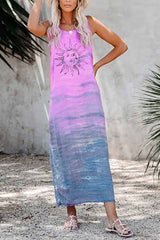 Tie-dye Sun Print Midi Dress