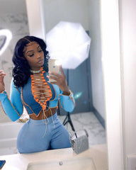 Color blocking sexy T-shirt