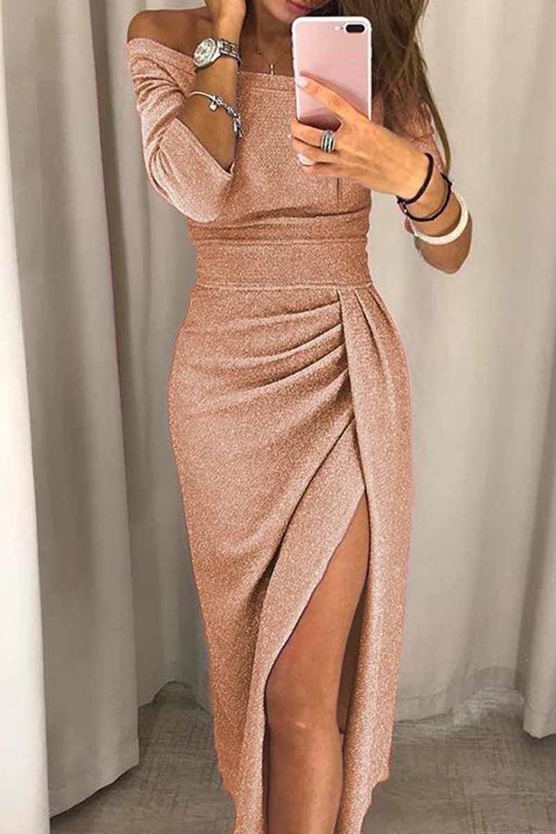 Wrap Hip Slit Collar Maxi Dresses(5 Colors)