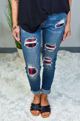 Printed Hole Washed  White Jeans