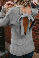 Comfy Backless Lace-Up Bandage Sweater