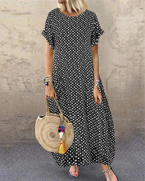 Boho Polka Dots Maxi Dress