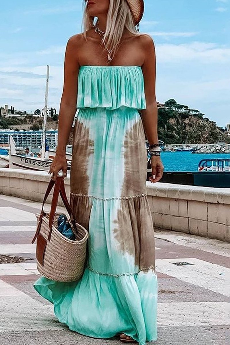 Tie Dye Print Sleeveless Tub Maxi Dress