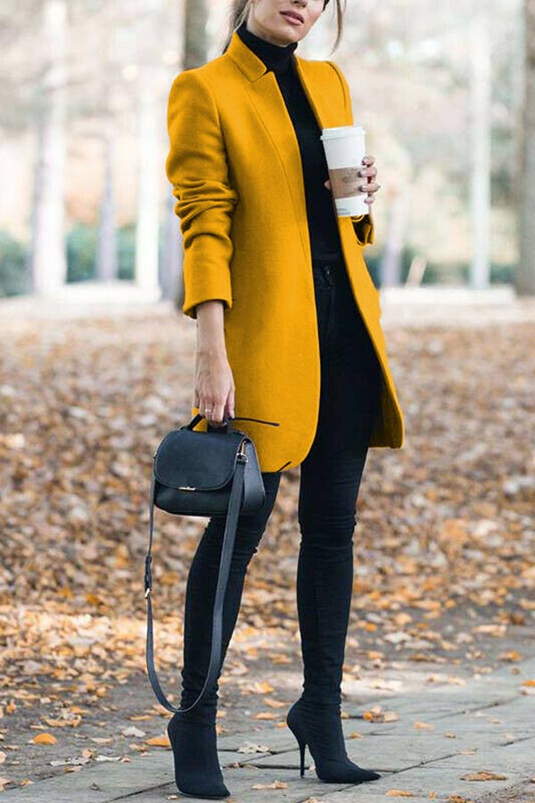 Sale Elegant Fall Outfits Fashion Solid Color Stand-up Collar Coat