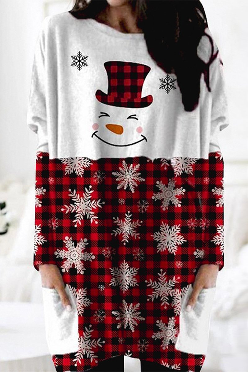 Print Color Block Christmas Sweatshirt