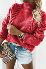 Pure Color Turtleneck Knitted Sweater