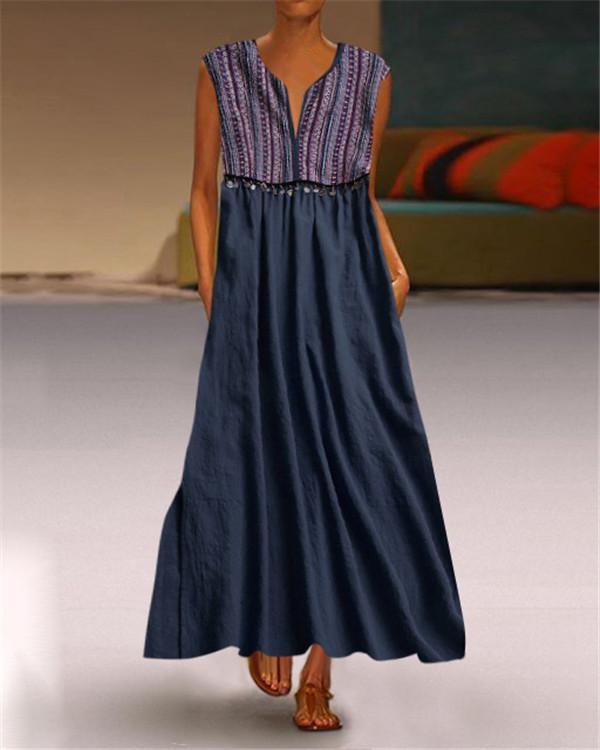 Printed Irregular V Neck Casual Shift Bench Vocation Dresses