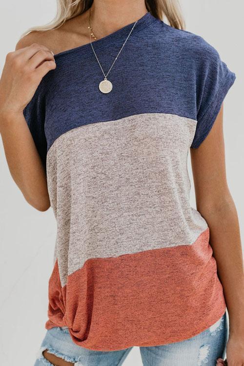 Bat Sleeve Colorblock Top T-shirt