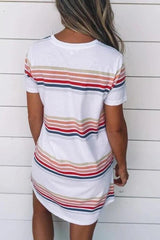 Colorful Stripe Short Sleeve Dress