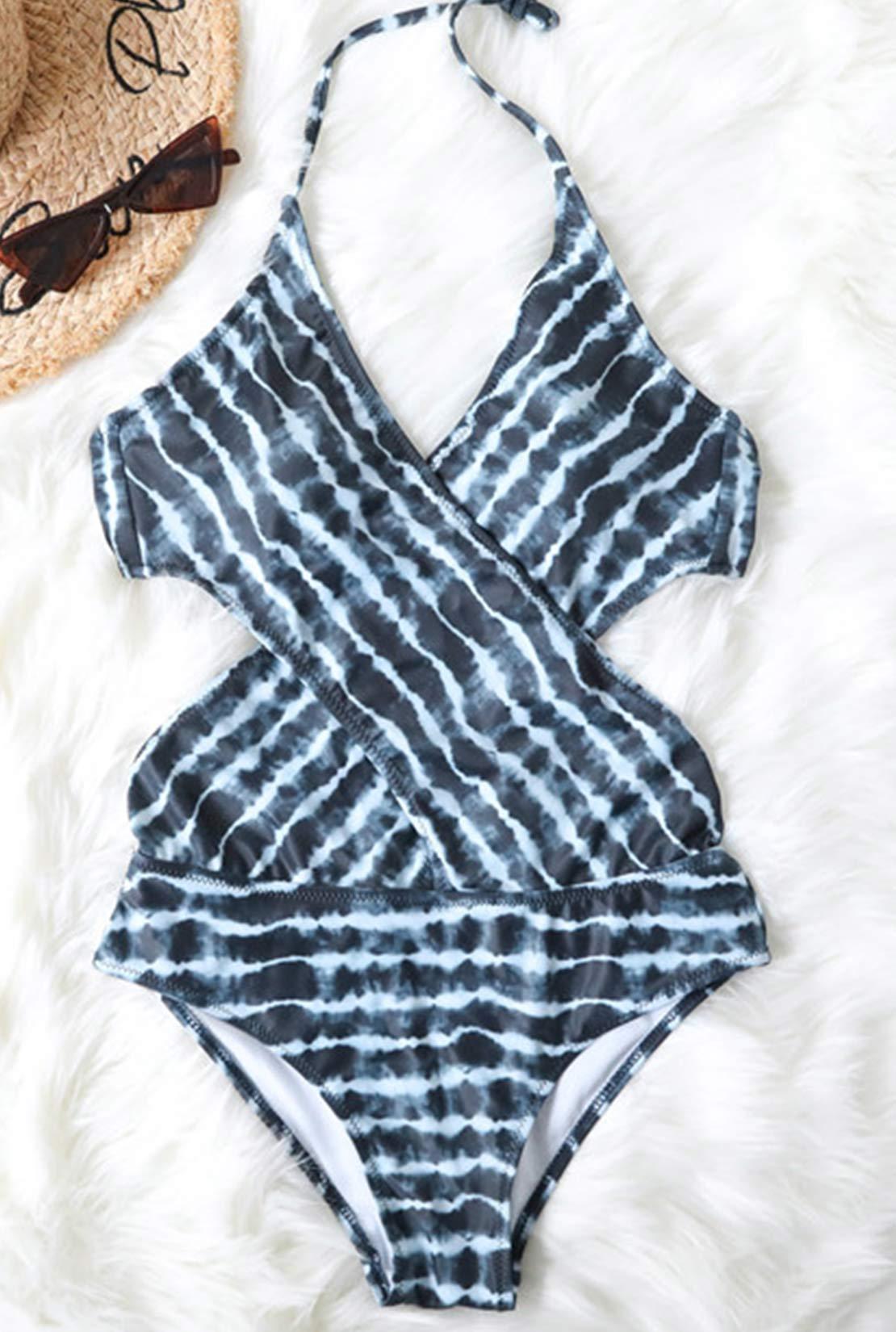 Tie Dye Dark Blue One-piece Swimsuit