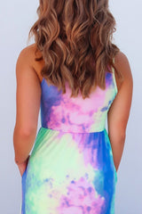 Tie-dye Printed Multicolor Maxi Dress