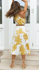 Yellow Floral Top and Skirt Matching Sets