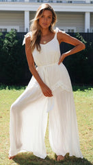 White Shoulder-Tie Jumpsuit
