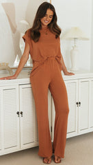 Brown Muscle Tee and Pants Matching Sets