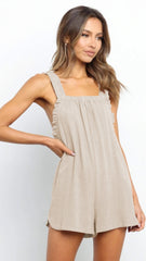 Beige Open Back Romper