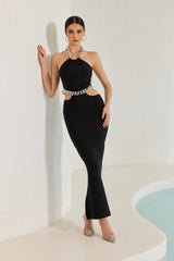 Navarah Halterneck Cutout Maxi Bandage Dress