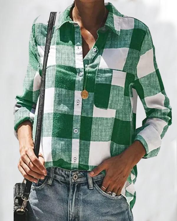 Classic Single Breasted Plaid Shirt