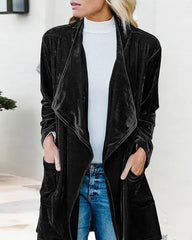 Velvet Long Cardigan Fashion Coat