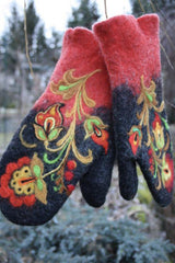 Christmas Flower Embroidery Mittens(5 Colors)