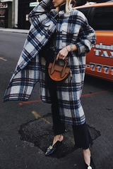 Tartan Calf-Length Woolen Coat