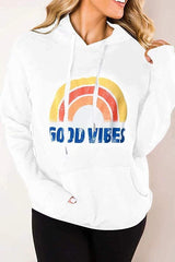 Rainbow Pattern Hood Casual Sweatshirt
