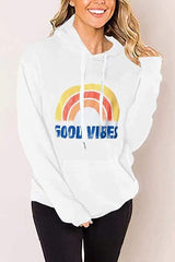 Rainbow Pattern Hood Casual Sweatshirt