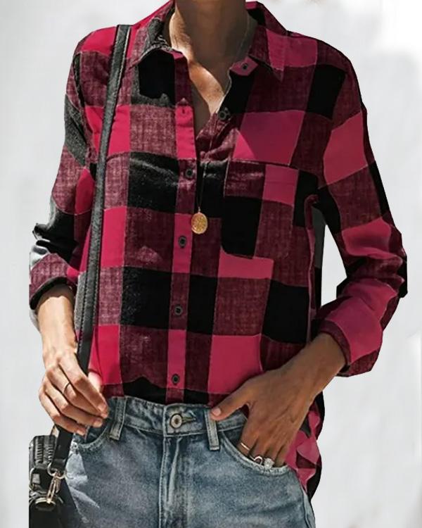 Classic Single Breasted Plaid Shirt