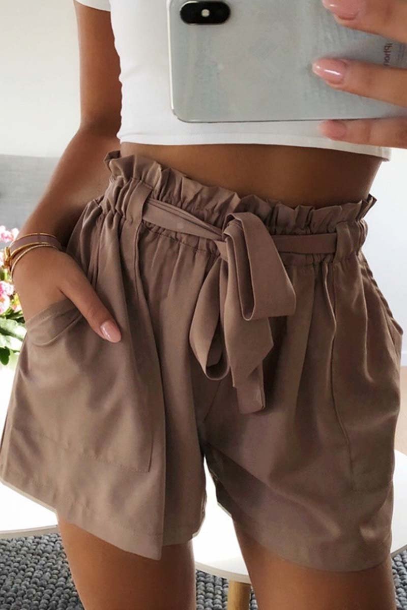 Casual Wide Leg Shorts With Ruffle