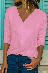 Classic V-neck Long Sleeves Basic Tops