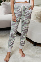 Camouflage Print Drawstring Waist Pants