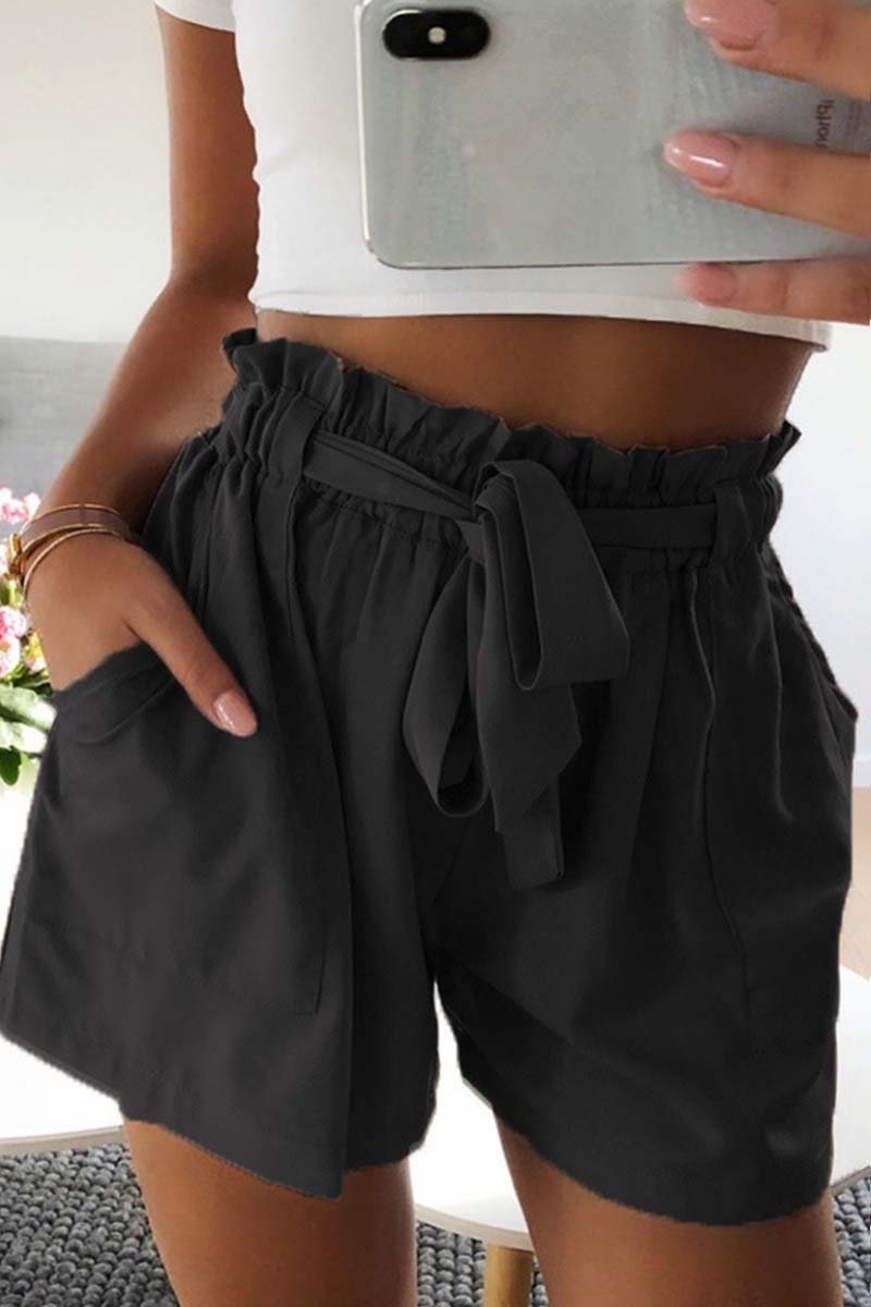 Casual Wide Leg Shorts With Ruffle