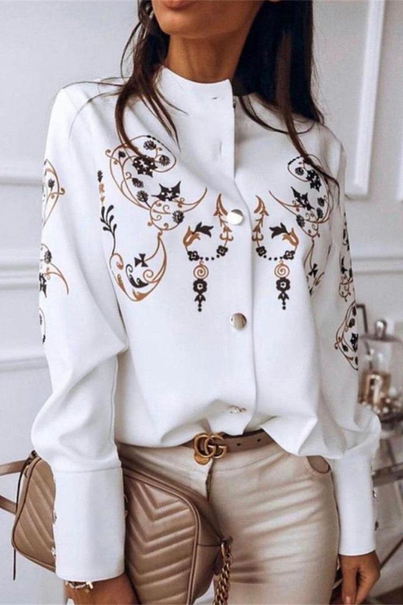 Printed Long Sleeve Casual Blouse