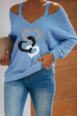 Cold Shoulder Heart-Shaped Casual Top