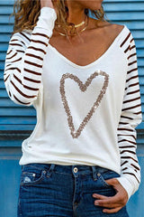 Sequin Heart Pattern Long Sleeve T-Shirt